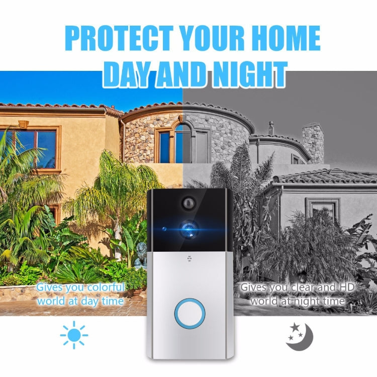 VESAFE HD 720P WiFi Video Doorbell with Intercom, TF Card Support, , Motion Detection, and App for iOS/Android (Includes Ding Dong/Chime) (Silver)