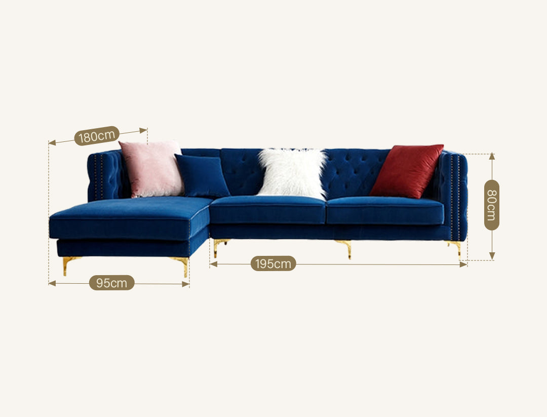 WH215 Three Seater Corner Sofa, Velvet