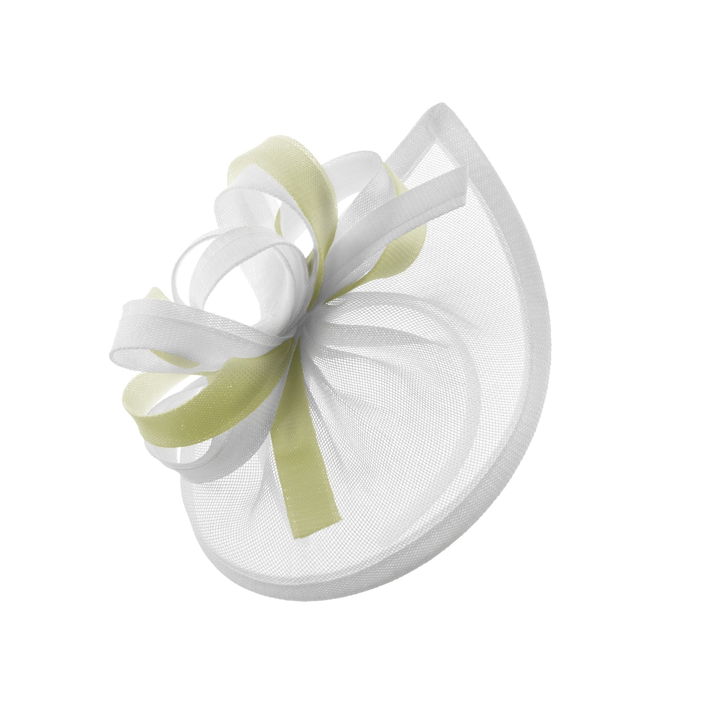 Caprilite Vegan MoonMix Hoop Fascinator Hat on Headband Wedding Ascot Races Bespoke Sinamay Disc - White Cream