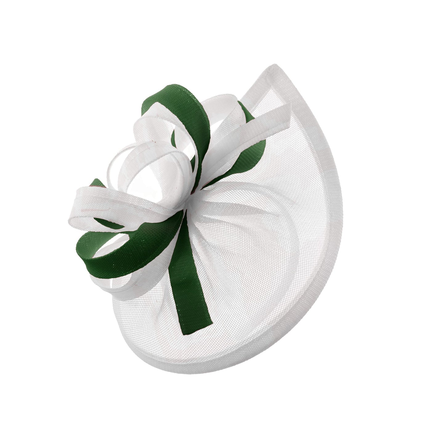 Caprilite Vegan MoonMix Hoop Fascinator Hat on Headband Wedding Ascot Races Bespoke Sinamay Disc - White Green