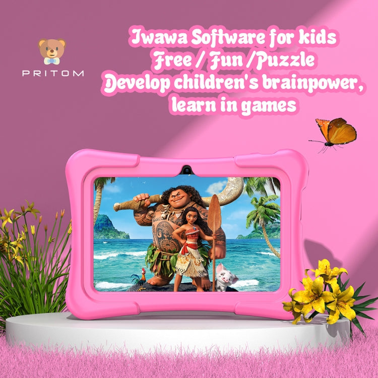 Pritom K7 Pro Kids Education Tablet PC, 7.0 inch, 2GB+32GB, Android 11 Allwinner A100 Quad Core CPU, Support 2.4G WiFi / Bluetooth / Dual Camera, Global Version with Google Play, US Plug(Pink)