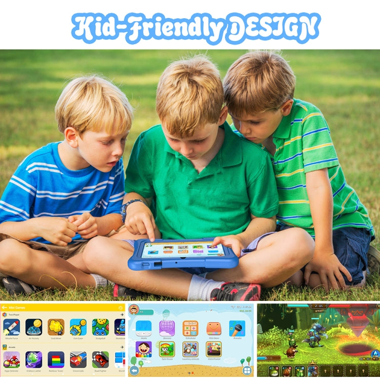 Pritom K7 Pro Kids Education Tablet PC, 7.0 inch, 2GB+32GB, Android 11 Allwinner A100 Quad Core CPU, Support 2.4G WiFi / Bluetooth / Dual Camera, Global Version with Google Play, US Plug(Blue)