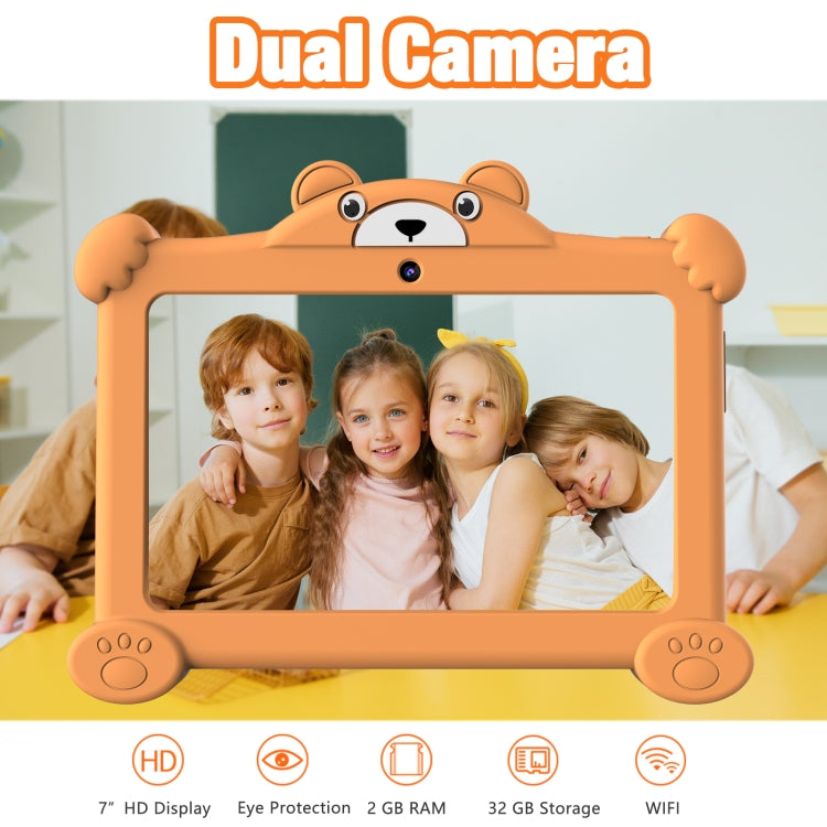 Pritom K7 Pro Panda Kids Tablet PC, 7.0 inch, 2GB+32GB, Android 11 Allwinner A100 Quad Core CPU, Support 2.4G WiFi & WiFi 6, Global Version with Google Play, US Plug (Orange)