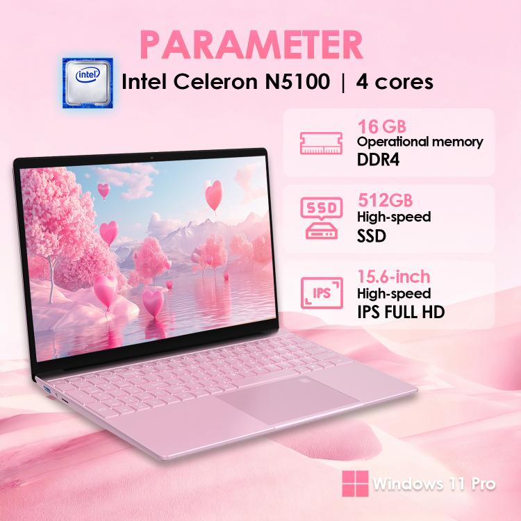 GXMO T152J 15.6 inch Laptop, 16GB+512GB, Windows 11 Pro Intel Celeron N5100 Quad Core, Support Fingerprint Unlock, UK Plug, 16GB+512GB, UK Plug