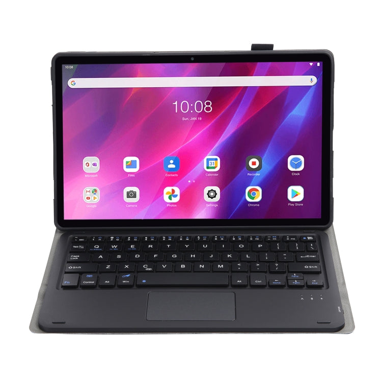 AK10-A 2 in 1 Detachable Bluetooth Keyboard + Lambskin Texture TPU Protective Leather Tablet Case with Touchpad & Holder for Lenovo Qitian K10 TB-X6C6X, AK10-A