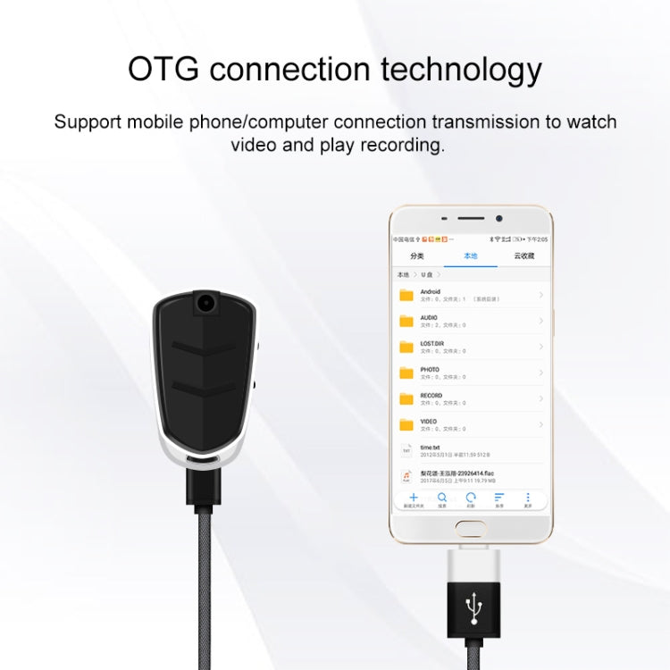 E308 16GB Portable Keychain Voice Recorder, Built-in Camera, Mic, Support TF Card