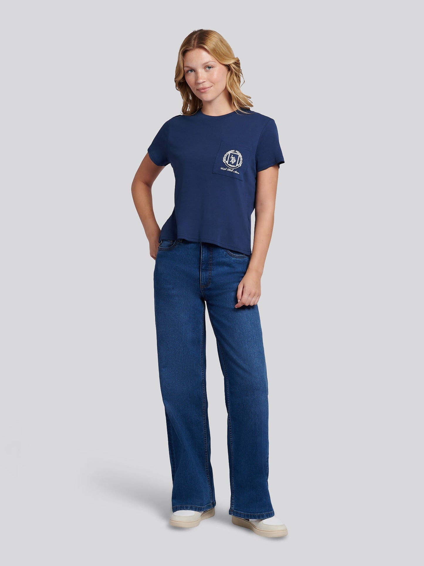 Womens Wreath Graphic T-Shirt in Navy Iris