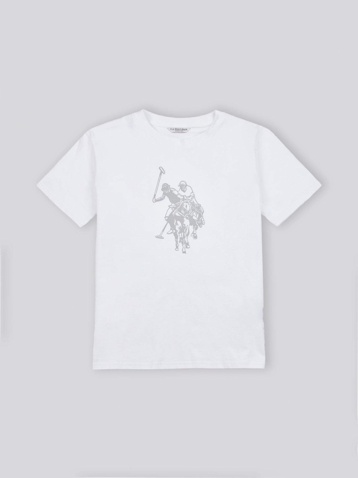 Womens Double Horsemen Print Crew Neck T-Shirt in Bright White