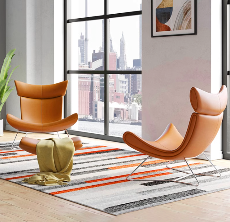 Imola Chair And Ottoman, Brown with Frame Base