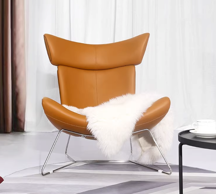 Imola Chair And Ottoman, Brown with Frame Base