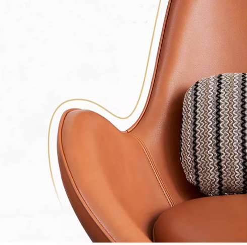 Snail Swivel Accent Armchair, Brown Leather