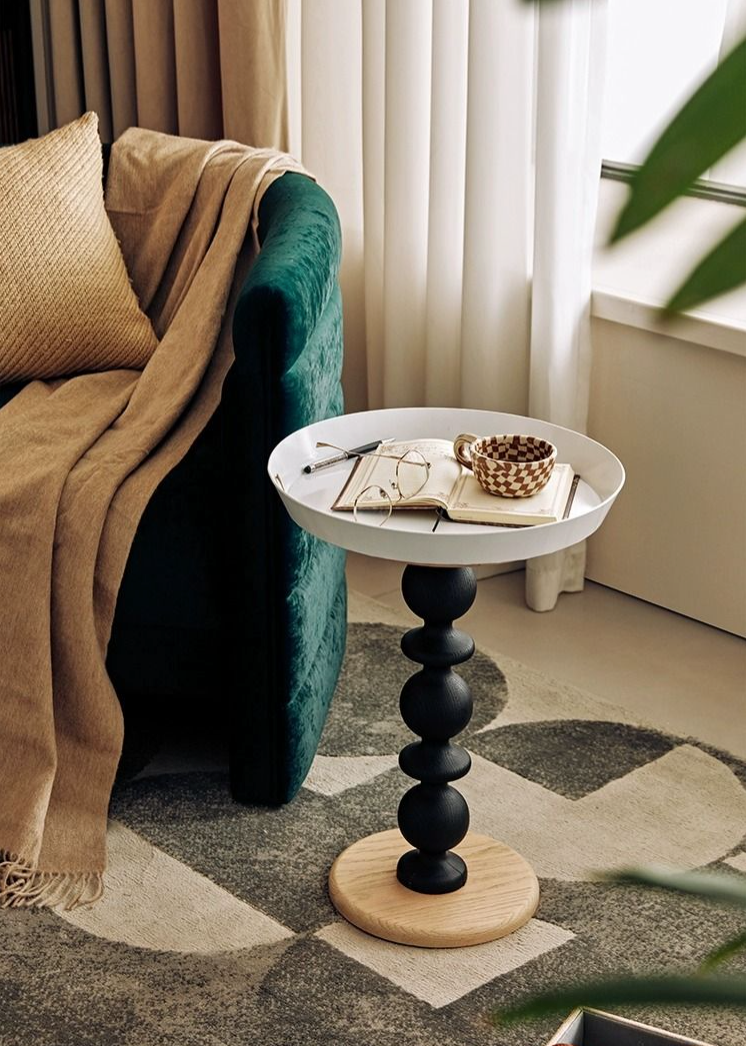 Cosmo Round Side Table With Gold Tray