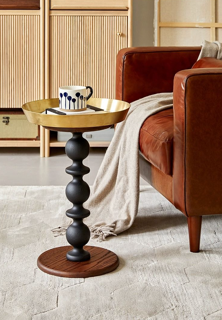 Cosmo Round Side Table With Gold Tray