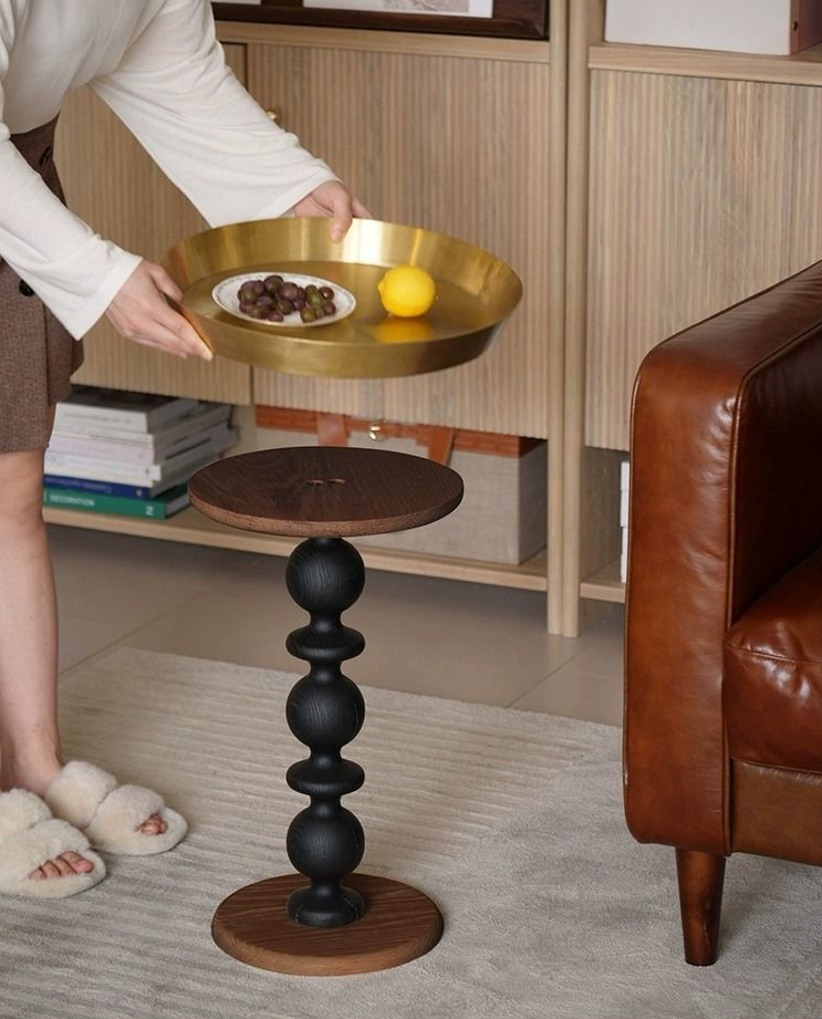 Cosmo Round Side Table With Gold Tray