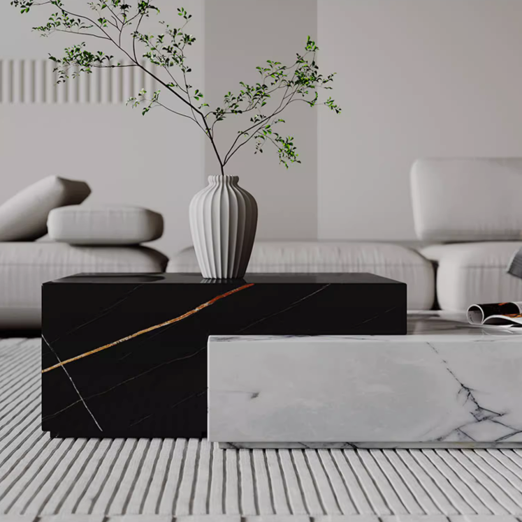 Giuli Marble Coffee Table Set, Stone