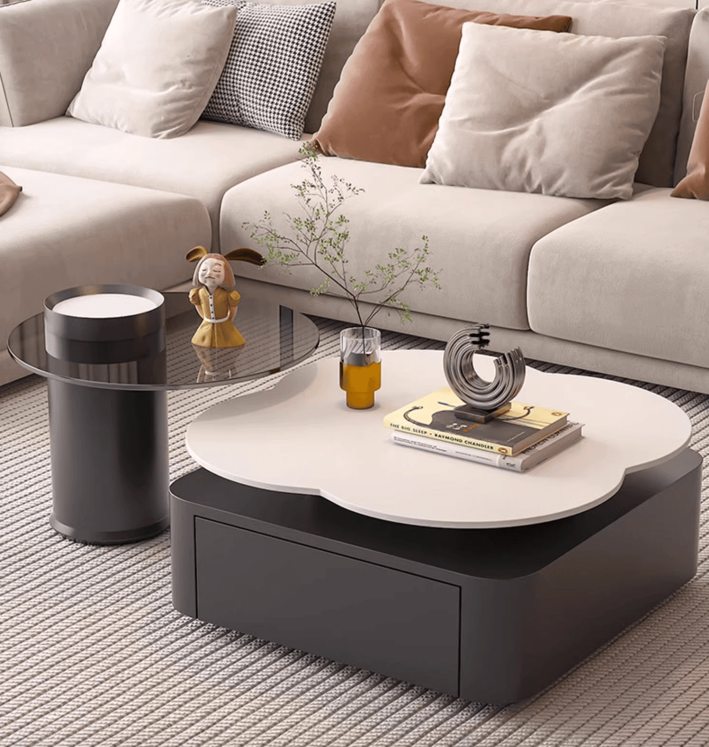 Aroma Flower Nesting Coffee Table, White Top