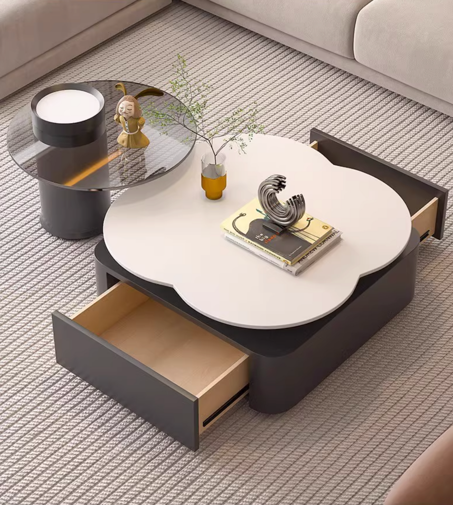 Aroma Flower Nesting Coffee Table, White Top