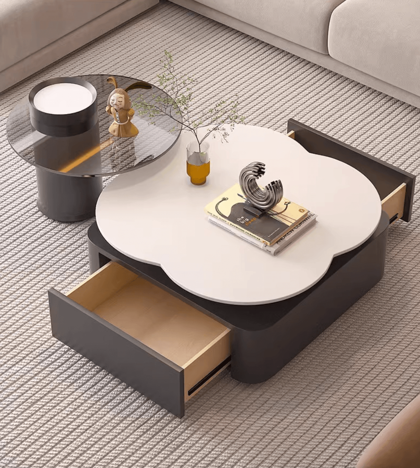 Aroma Flower Nesting Coffee Table, White Top