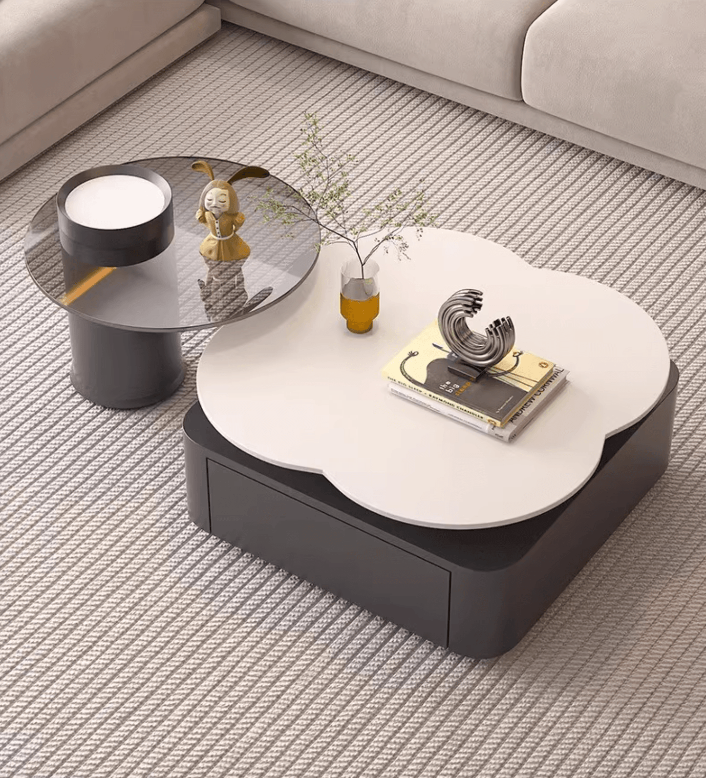 Aroma Flower Nesting Coffee Table, White Top
