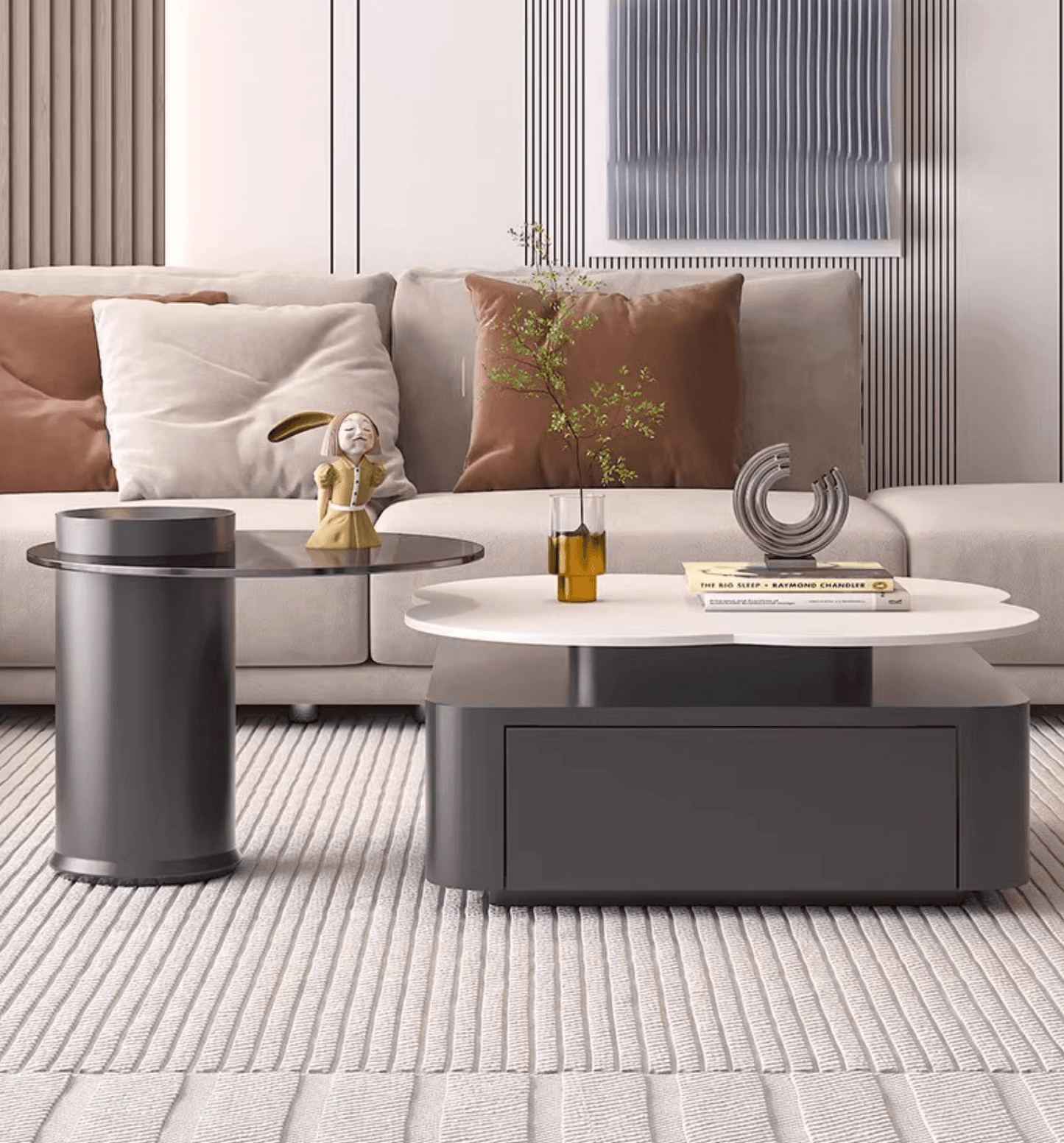 Aroma Flower Nesting Coffee Table, White Top