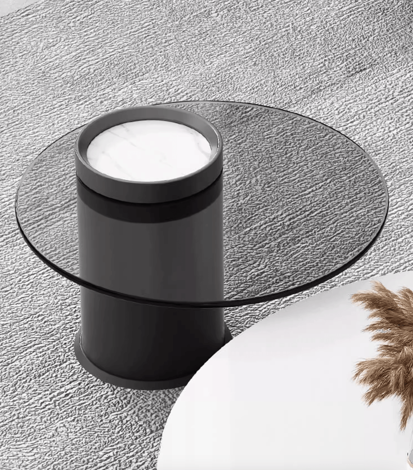 Mosaic Round Nesting Coffee Table Set With Ottoman