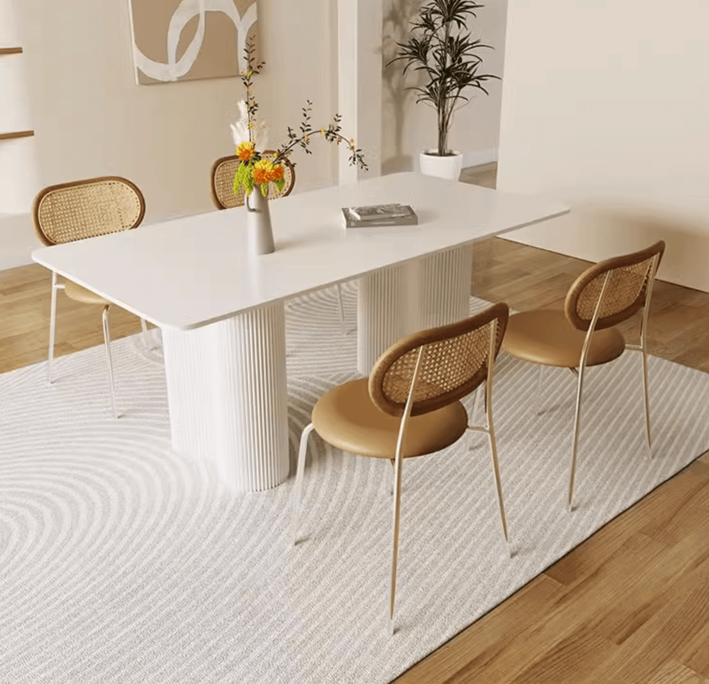 Aiden White Dining Table, Sintered Stone