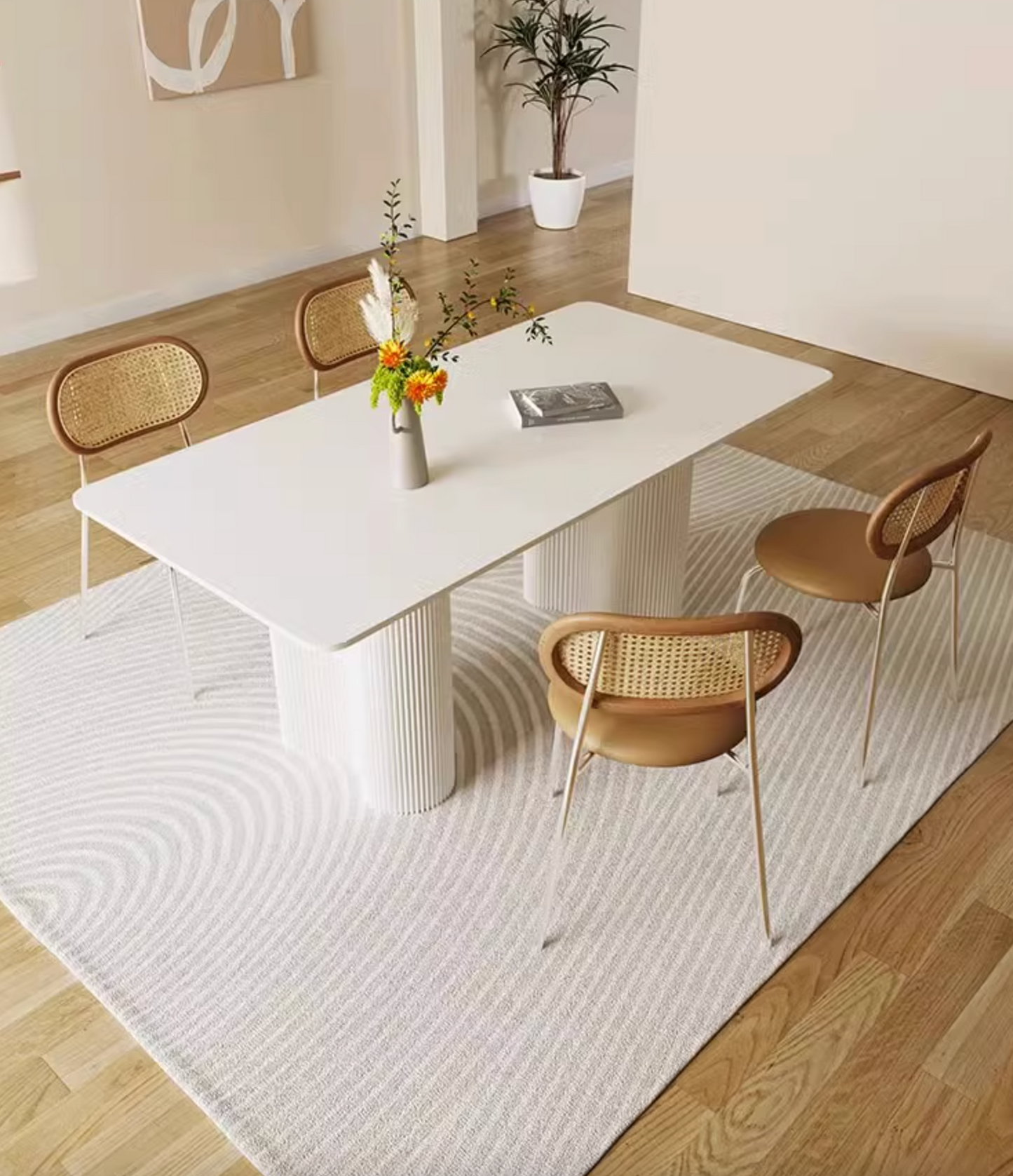 Aiden White Dining Table, Sintered Stone