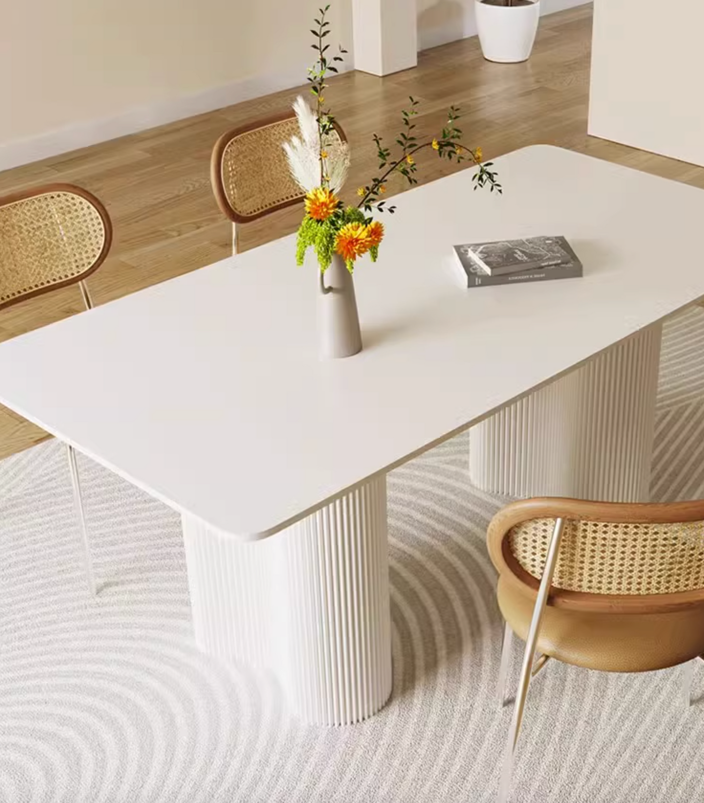 Aiden White Dining Table, Sintered Stone