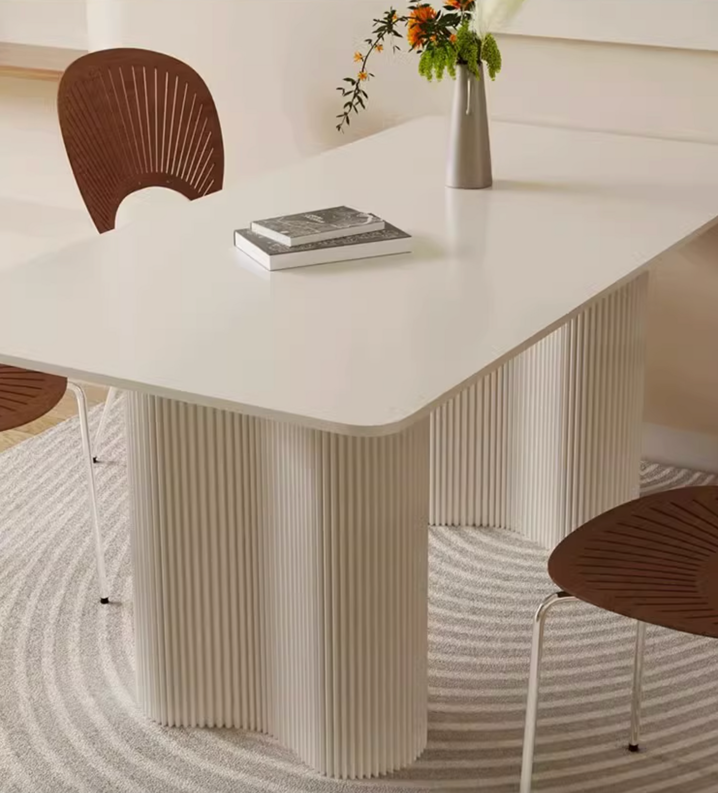 Aiden White Dining Table, Sintered Stone