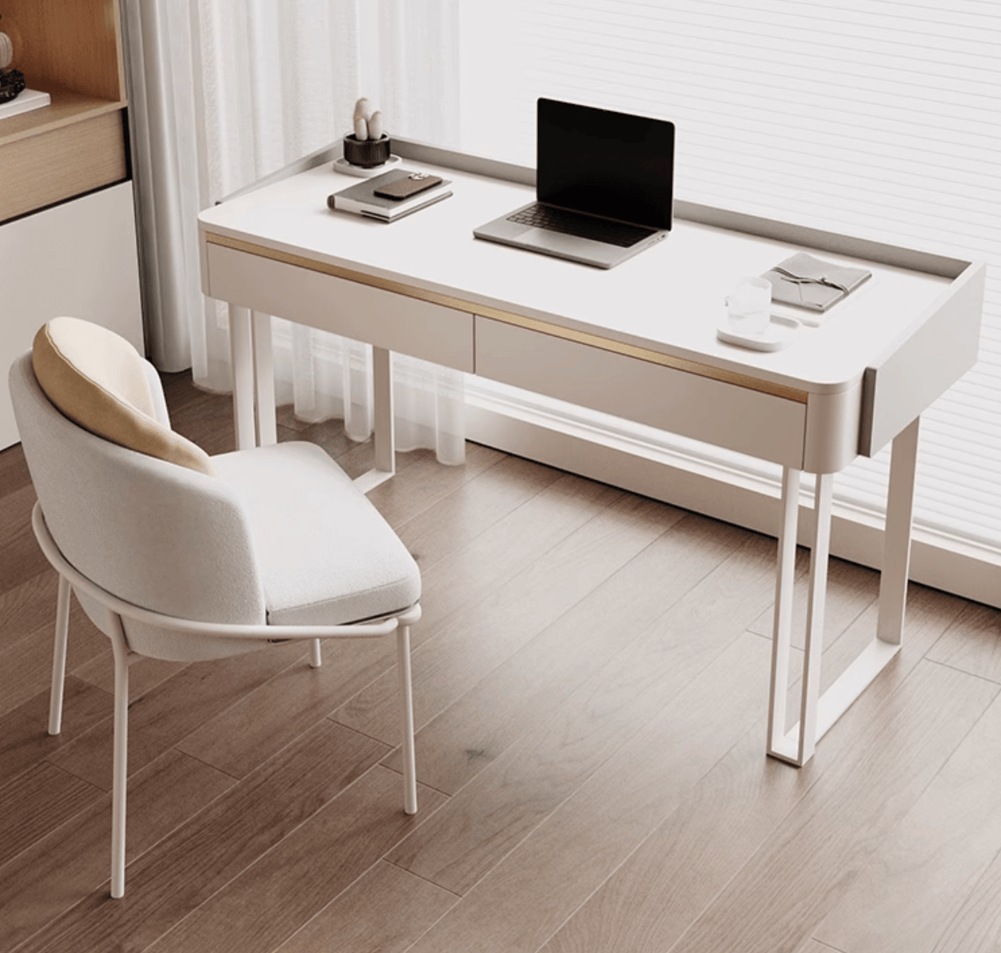 Otto Office Desk - White Sintered Stone