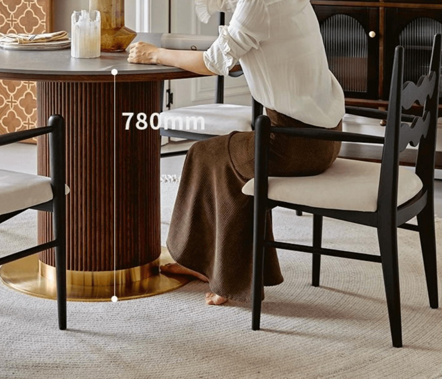 Bek Round Dining Table, Brown