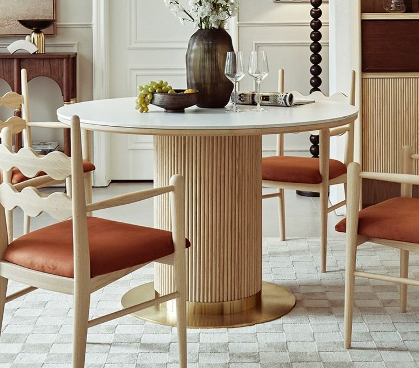 Bek Round Dining Table, White