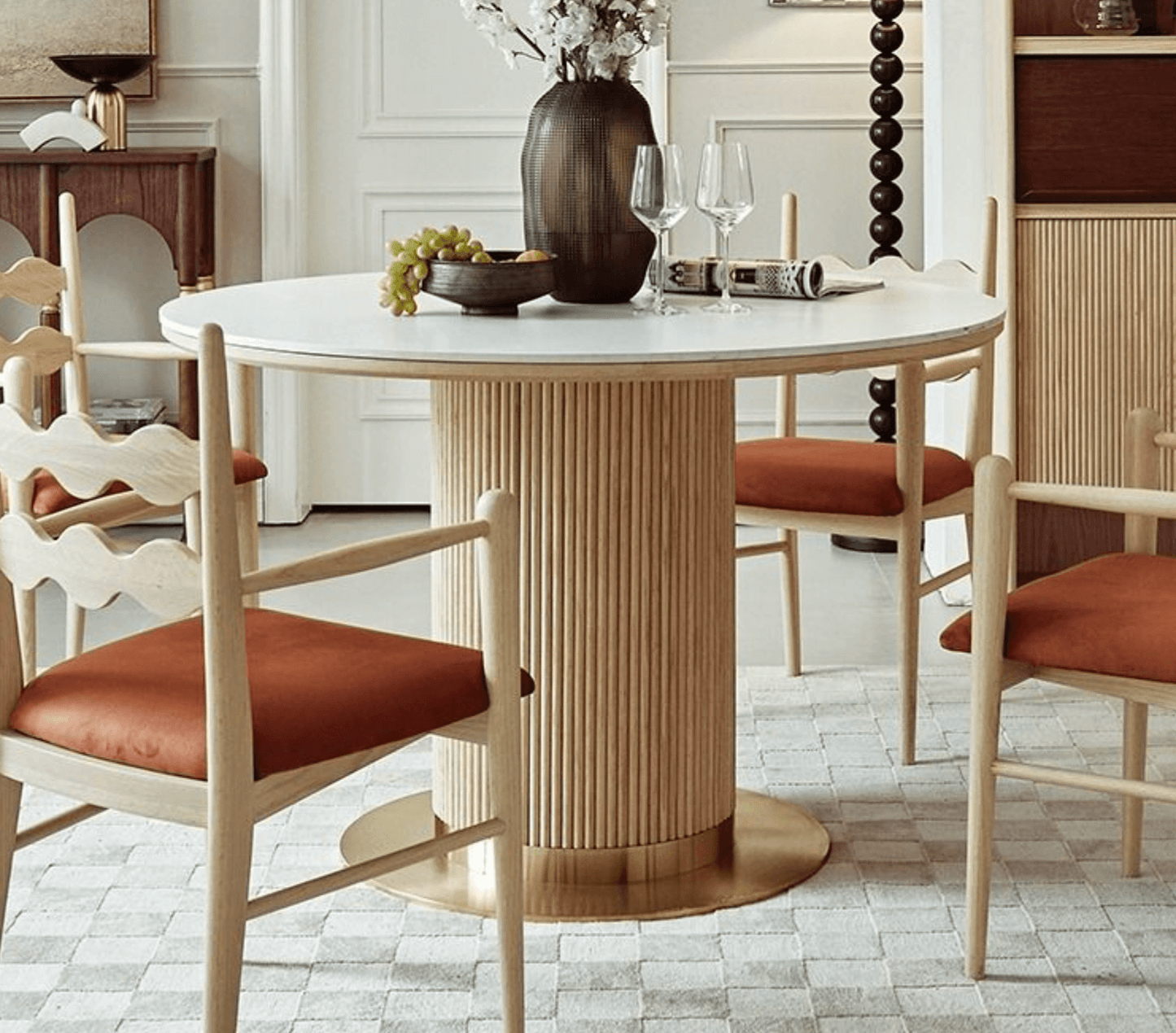 Bek Round Dining Table, White