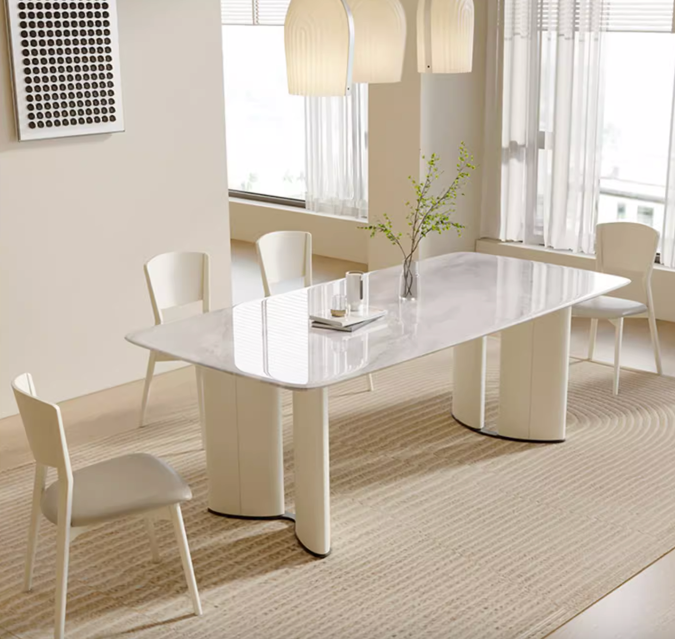 Felicia Dining Table, Marble