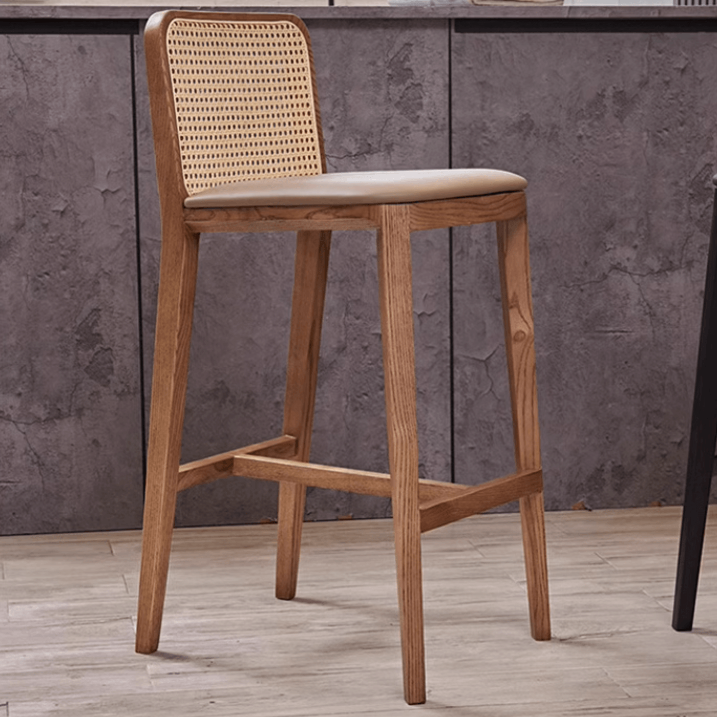 Ethan Rattan Barstool, Wood