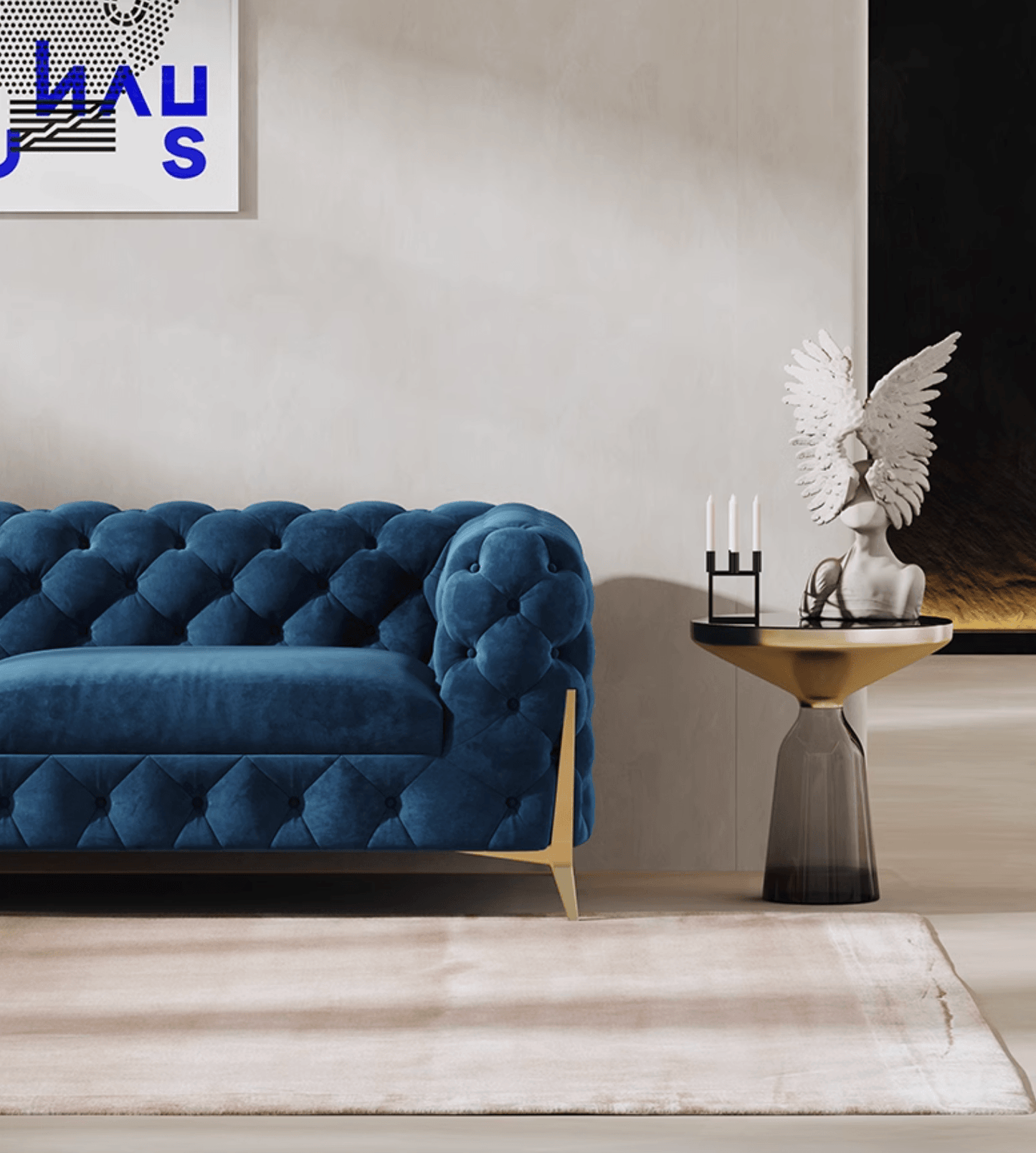 Aaron Two Seater Sofa, Velvet