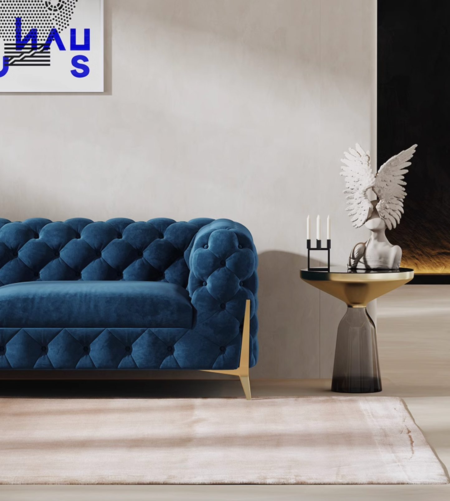 Aaron Two Seater Sofa, Velvet
