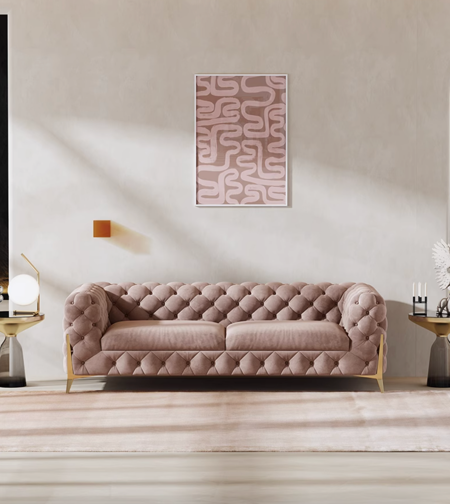 Aaron Two Seater Sofa, Velvet