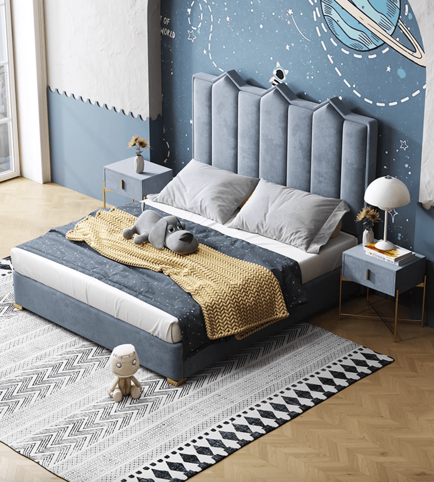 Baber Style King Size / Super King Size Bed, Velvet