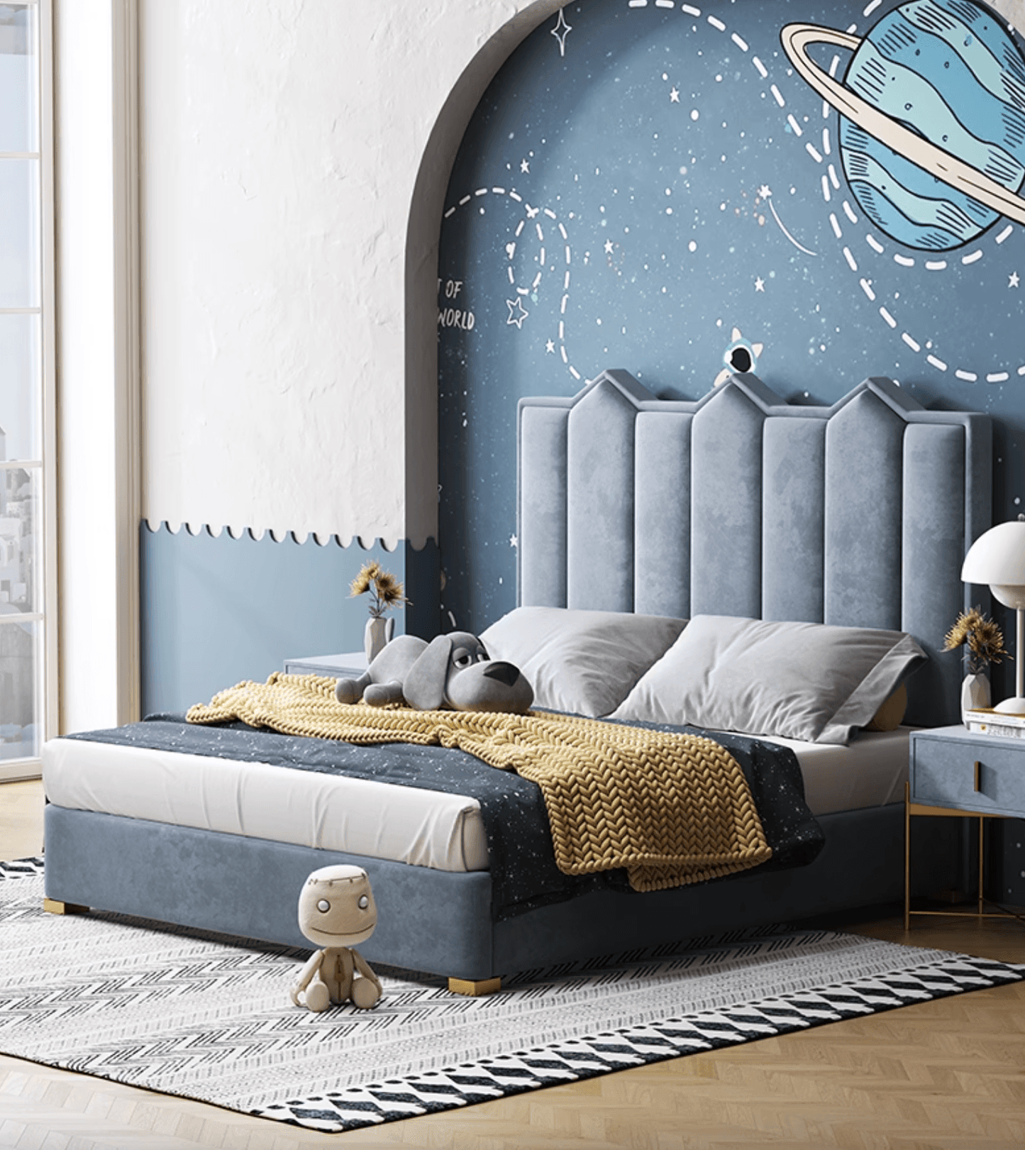 Baber Style King Size / Super King Size Bed, Velvet