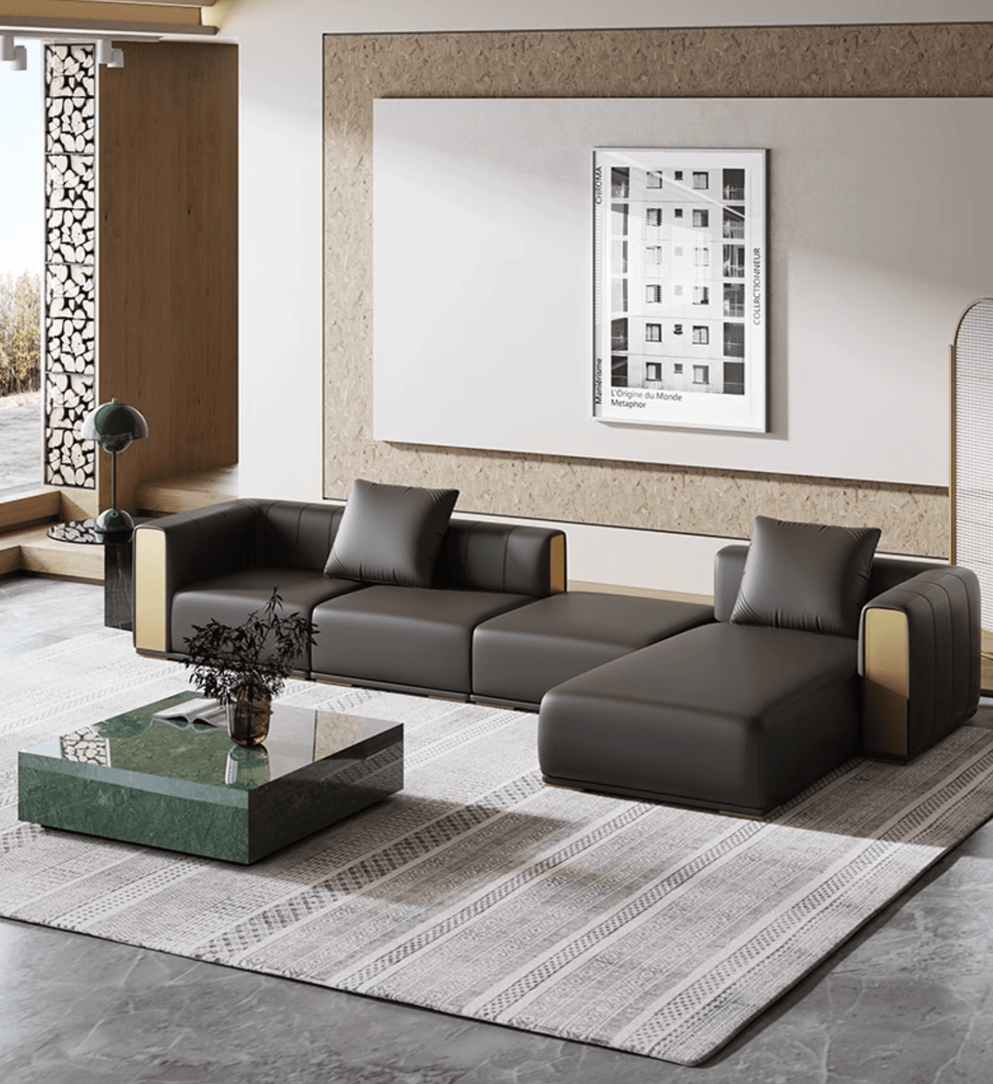 Daly Three Seater Sofa, Real Leather
