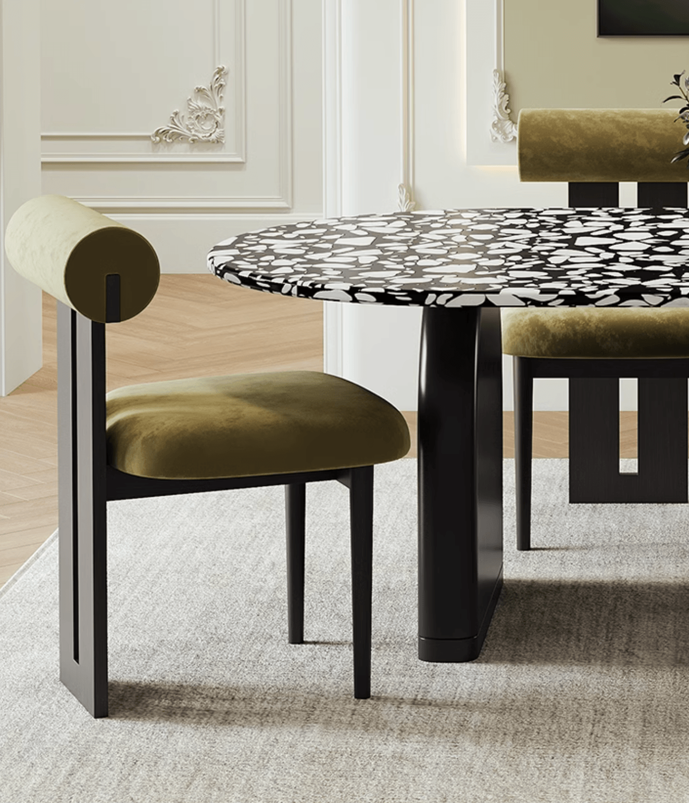 Eaton Dining Table, Black Terrazzo