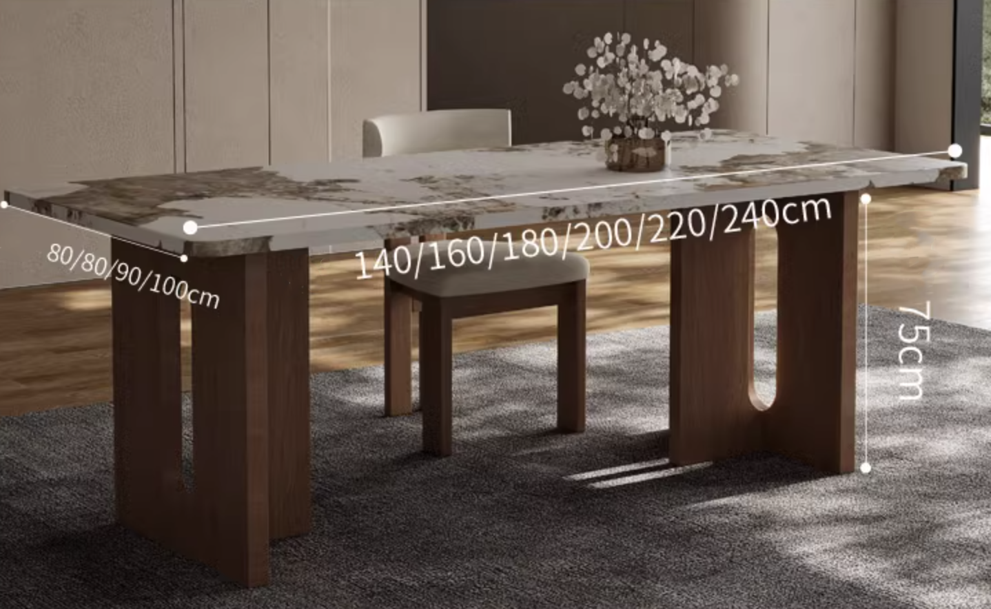 Dudley Dining Table, Marble