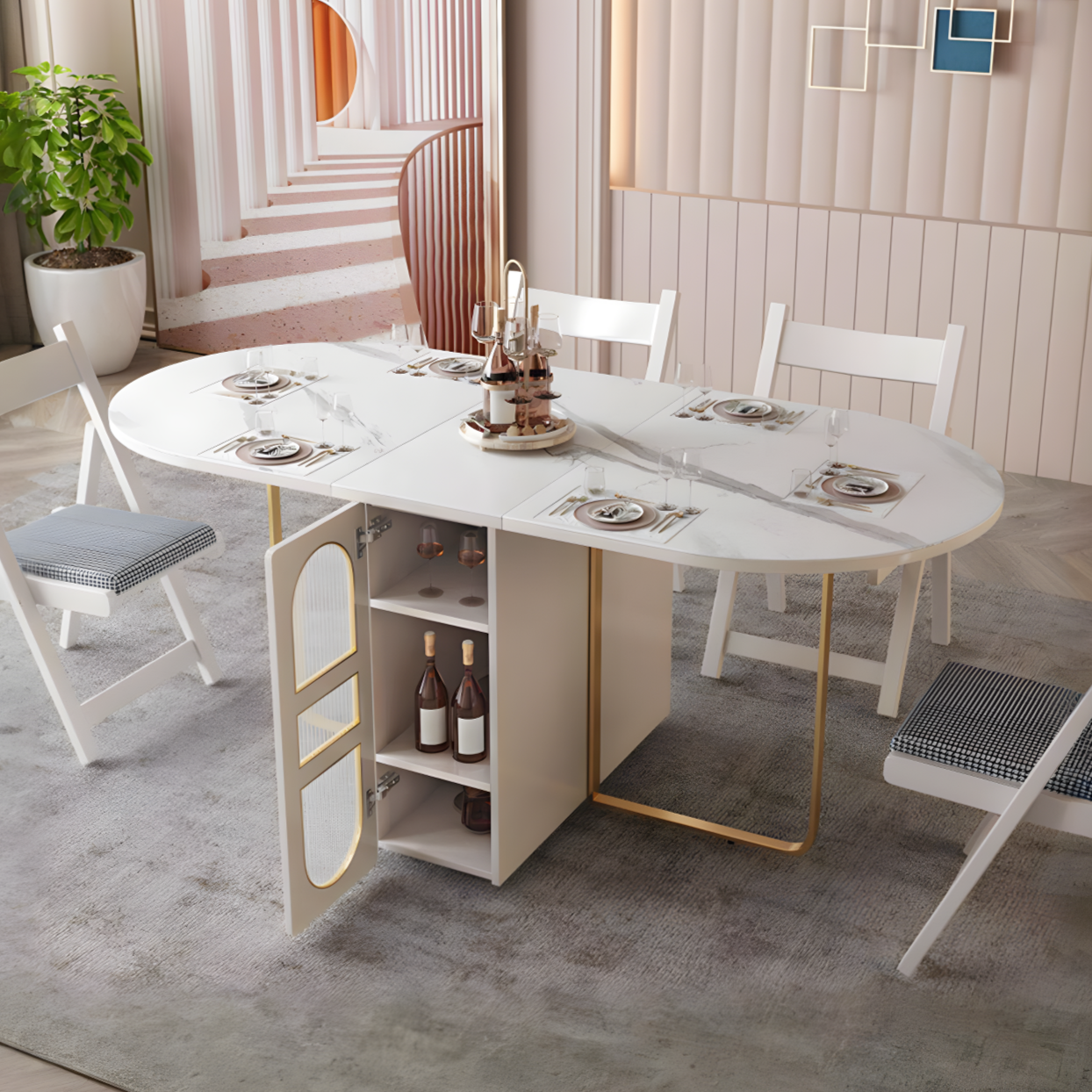 Weilai Concept Signature Folding Dining Table, White, Oval