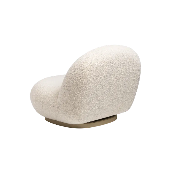 Gubi Pacha Swivel Accent Chair, Boucle With Gold Base