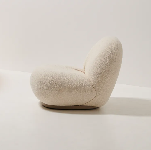 Gubi Pacha Swivel Accent Chair, Boucle With Gold Base