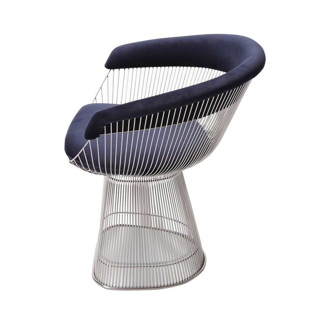 Warren Platner Dining Chair - Chrome Base, Dark Blue