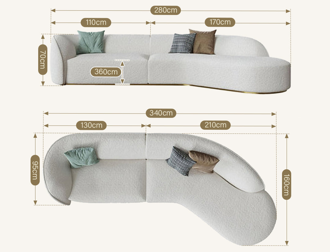 Welby Three Seater Curved Sofa, White
