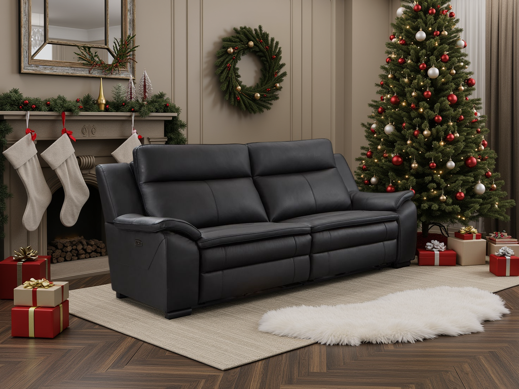 Boston Genuine Leather Electric Recliner Sofa Black 3 Seater Ultimate Comfort