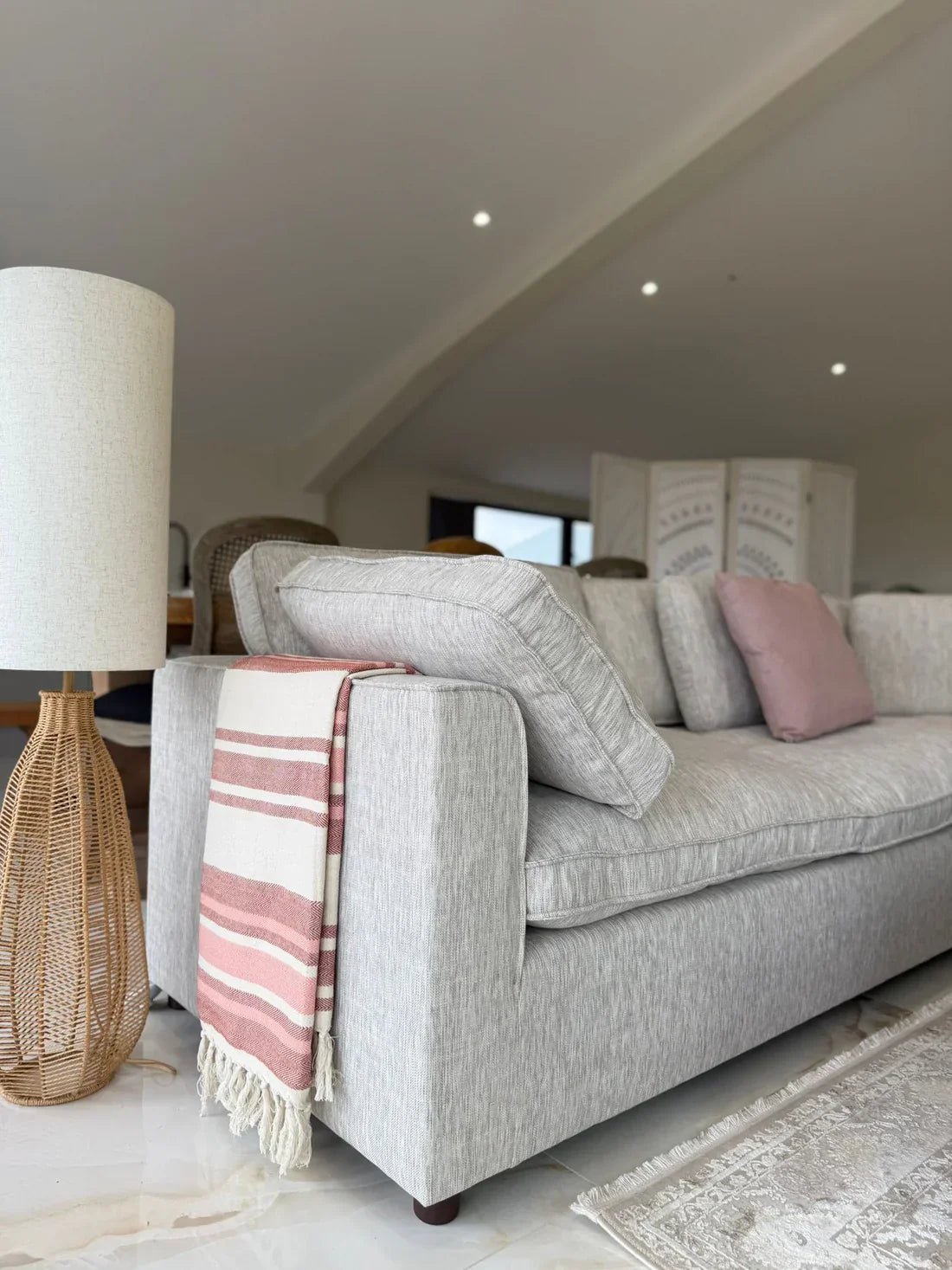 Santorini Sofa Grey Large Corner with Footstool